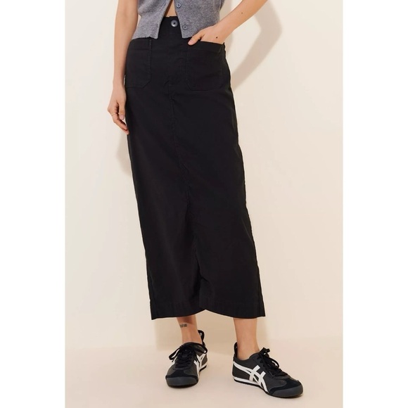 NWT Anthropologie The Colette Maxi Skirt Maeve Linen Edition in Black - Picture 1 of 15